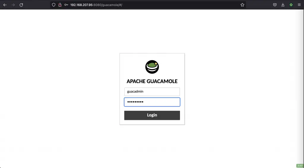 Run Guacamole Remote Desktop in Docker using Docker Compose 1 guacamole login prompt