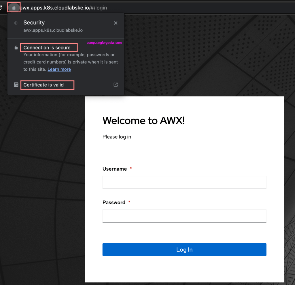 How To Expose Ansible AWX Service using Nginx Ingress 9 awx ingress ssl ca import 06