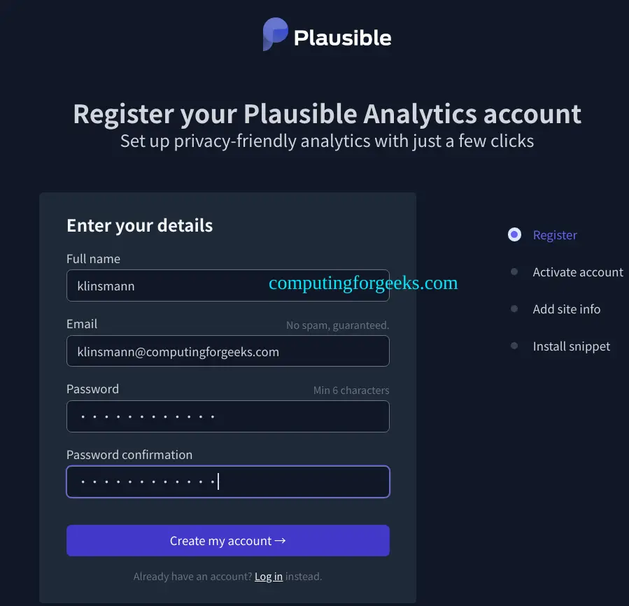 Install Plausible Analytics on