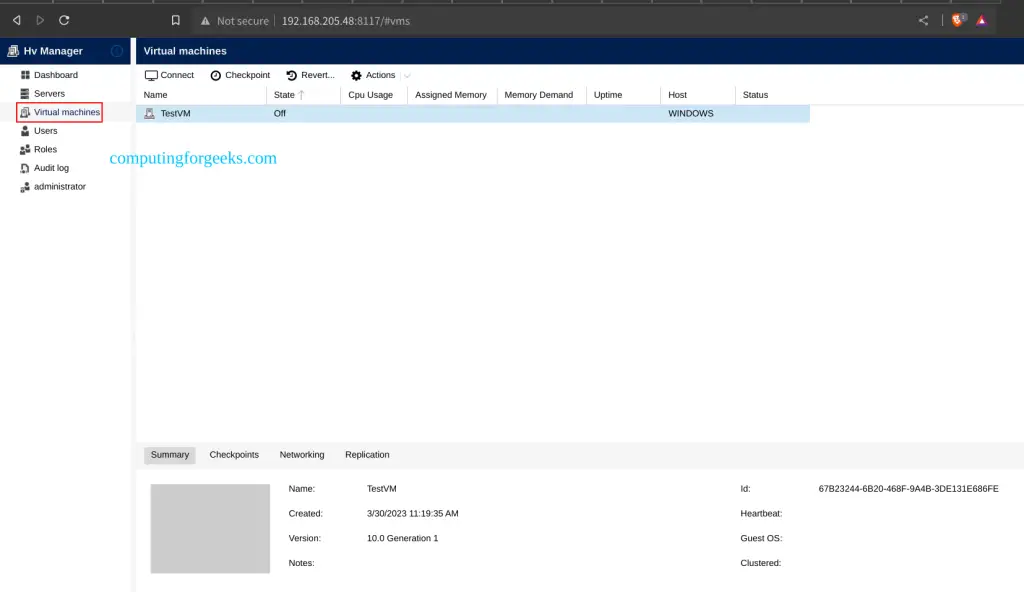 Manage Virtual Machines on Hyper-V using Hyper-V Manager Web Interface 11 Manage Virtual Machines on Hyper V using Hyper V Manager Web Interface 10