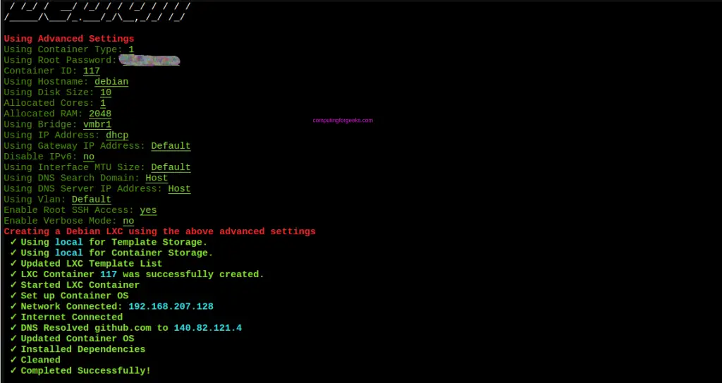 Run Debian / Ubuntu Linux in LXC Container on Promox VE 23 create debian lxc container 24