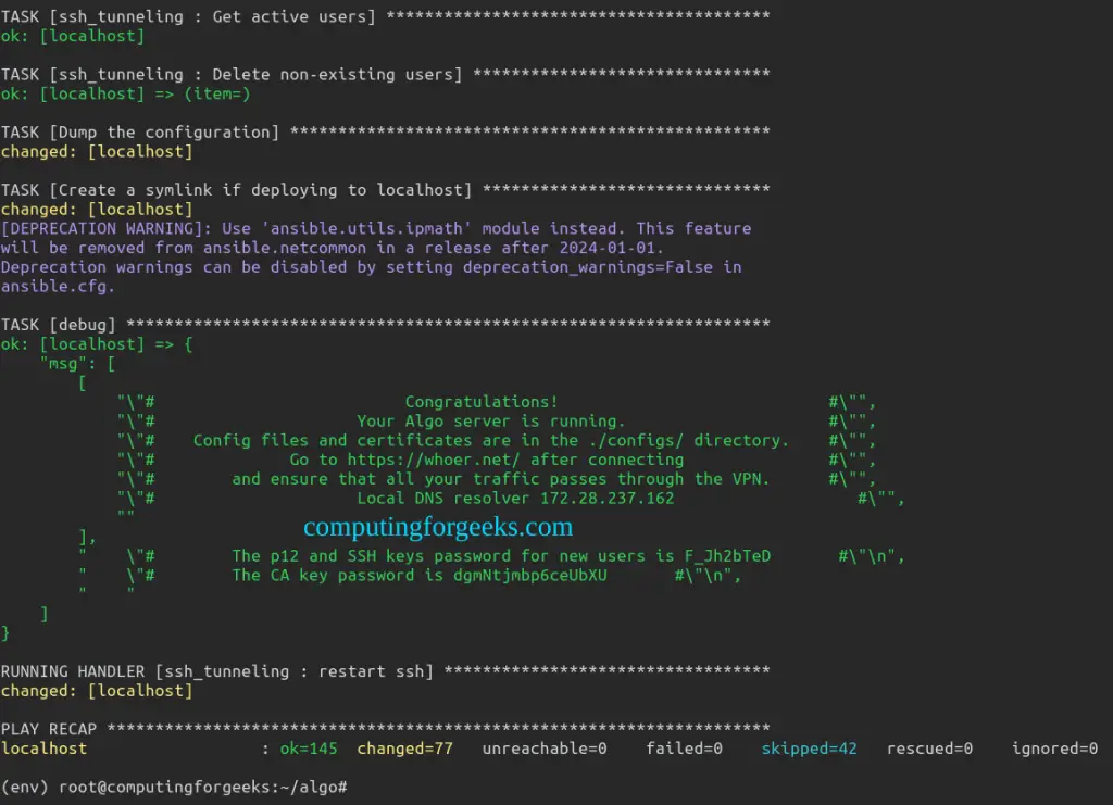Setup WireGuard and IPsec VPN Server on Ubuntu 22.04 1 Setup WireGuard and IPsec VPN Server on Ubuntu 22.04 using Algo VPN