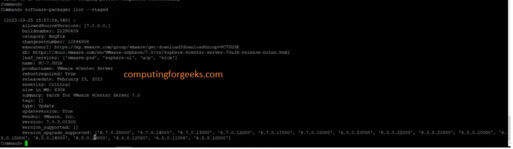 Patching VMware vSphere vCenter 7.0 using CLI 9 image 40