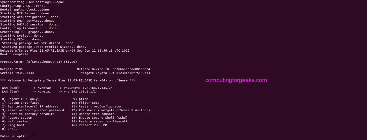 Connecting to Serial Console on Netgate SG pfSense Appliance