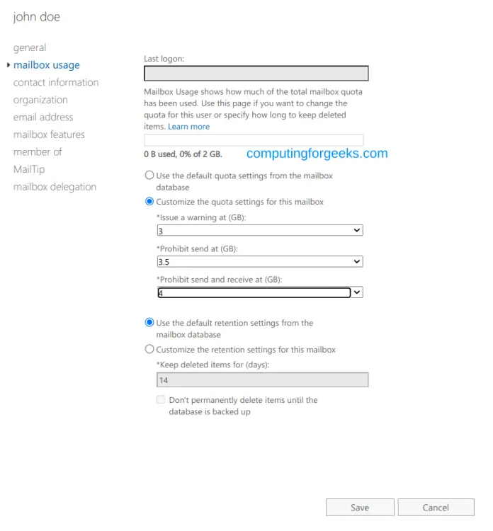 Configure Mailbox Quotas and Archives on Exchange Server 2019 ...