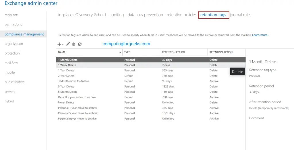 Configure Mailbox Quotas and Archives on Exchange Server 2019 21 Configure Mailbox Quotas Archives and Retention Policies on Exchange Server 2019 21