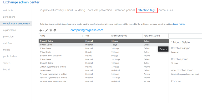 Configure Mailbox Quotas Archives and Retention Policies on Exchange Server 2019 21