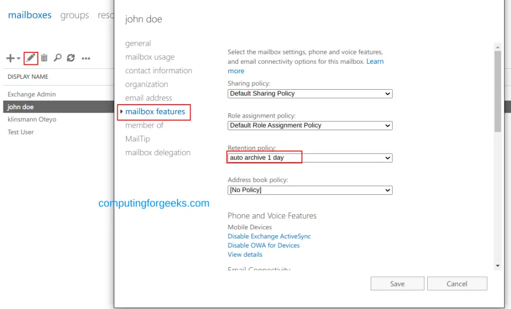 Configure Mailbox Quotas and Archives on Exchange Server 2019 26 Configure Mailbox Quotas Archives and Retention Policies on Exchange Server 2019 25