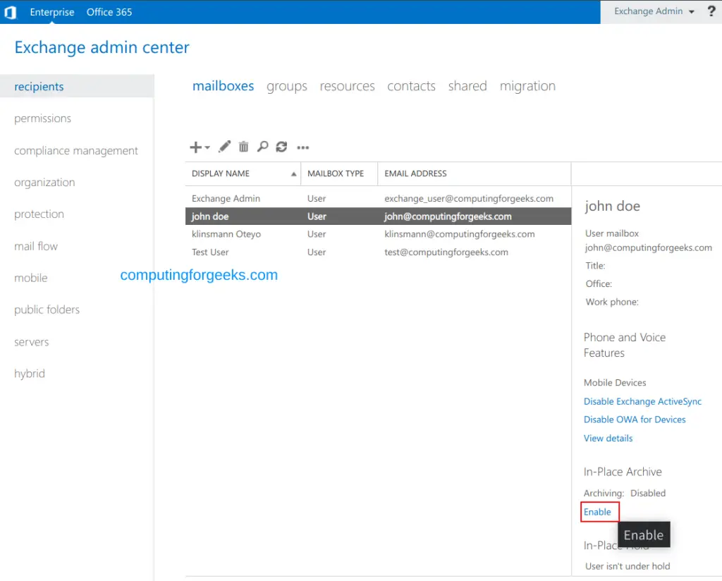 Configure Mailbox Quotas and Archives on Exchange Server 2019 9 Configure Mailbox Quotas Archives and Retention Policies on Exchange Server 2019 5