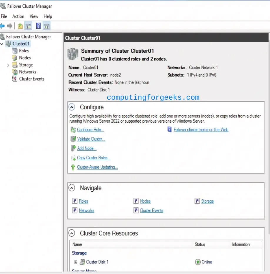 Configure Windows Server 2022 Failover Clustering (WSFC) 24 Configure Windows Server 2022 Failover Clustering WSFC 27