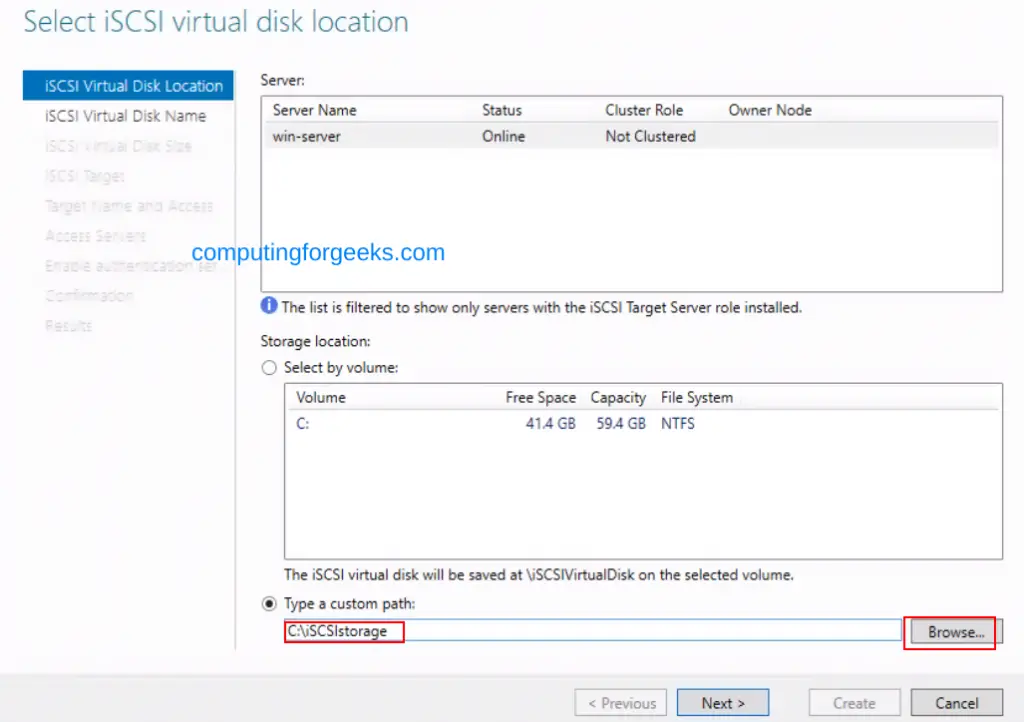 Configure iSCSI Target & Initiator on Windows Server 2022 9 Configure iSCSI Target Initiator on Windows Server 2022 10