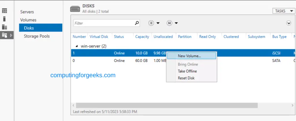 Configure iSCSI Target & Initiator on Windows Server 2022 32 Configure iSCSI Target Initiator on Windows Server 2022 34