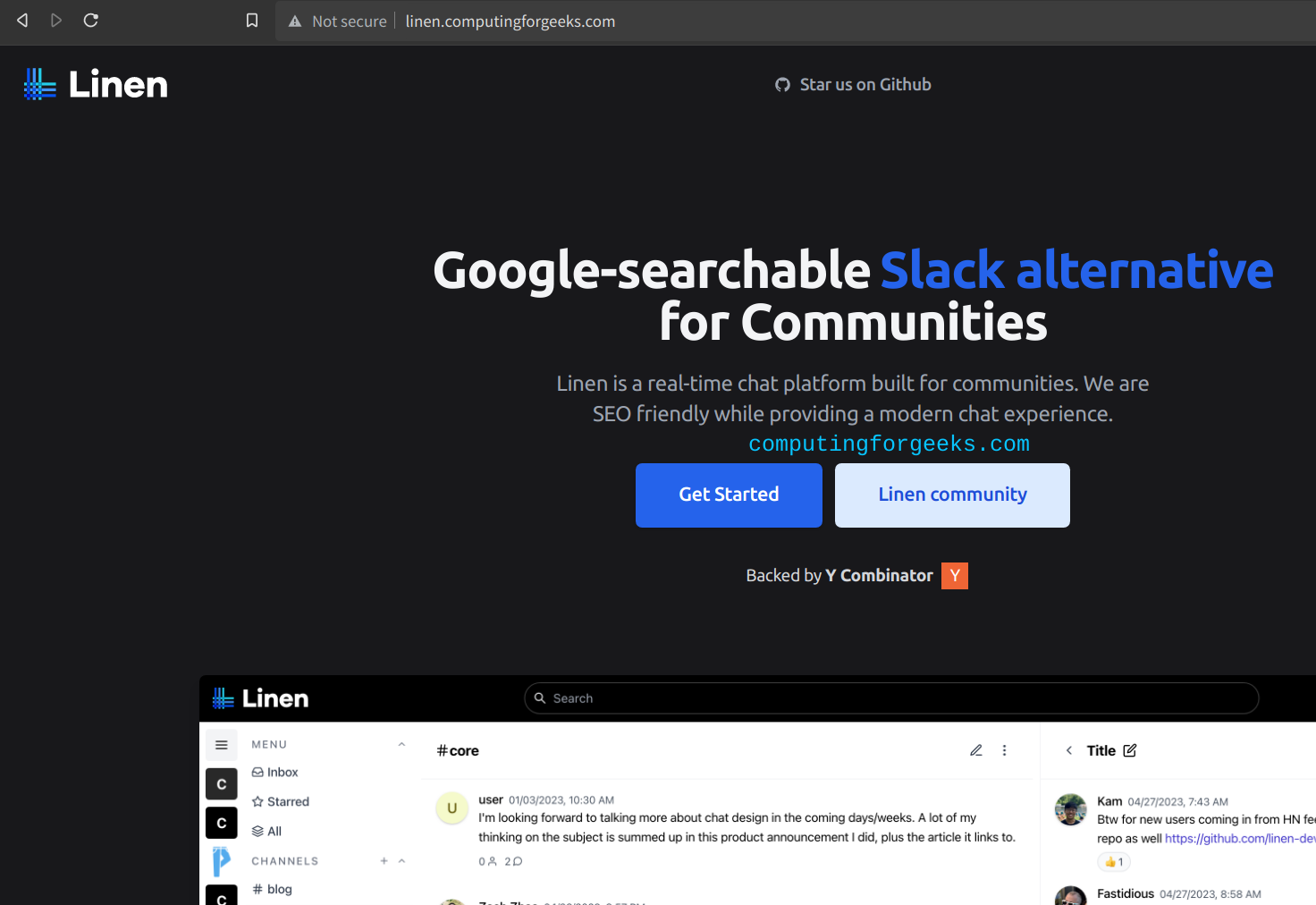 Install Linen Slack Alternative Searchable From Google