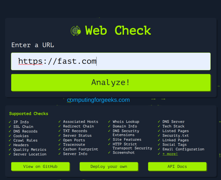 Pull and Analyze website information using Web Check 2
