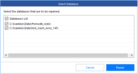 Stellar Repair for MySQL: A Powerful Tool for MySQL Database Administrators 6 Selecting Databases from database list