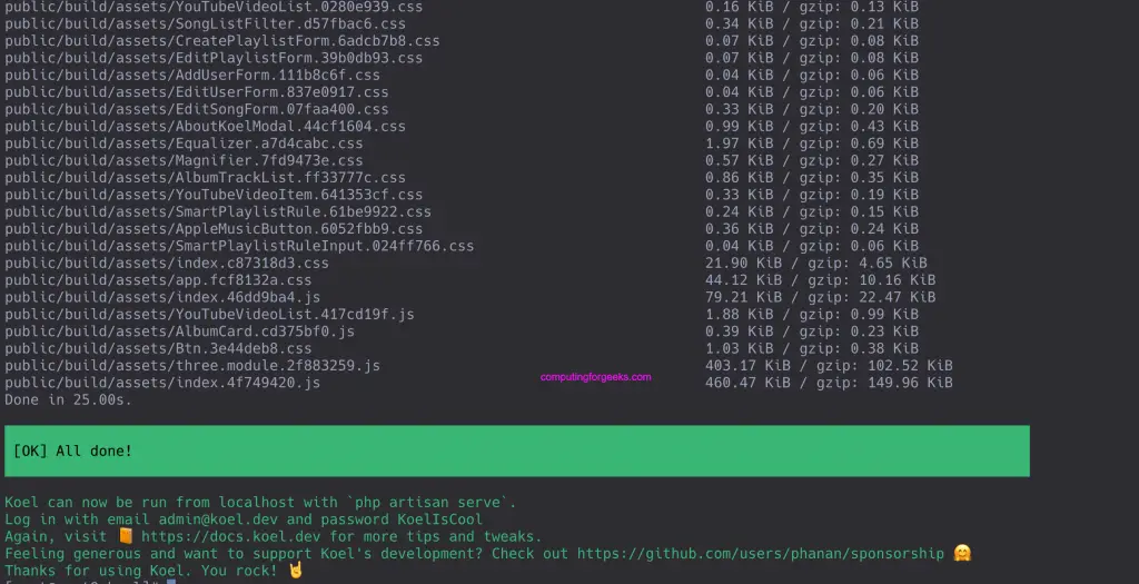 Stream Your Music (Linux): Koel Setup Guide 2 koel install