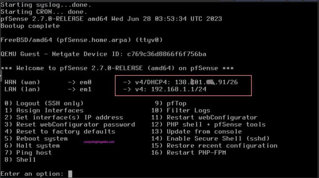 Installing pfSense Firewall on Proxmox Hetzner root server 11 pfsense install proxmox 08