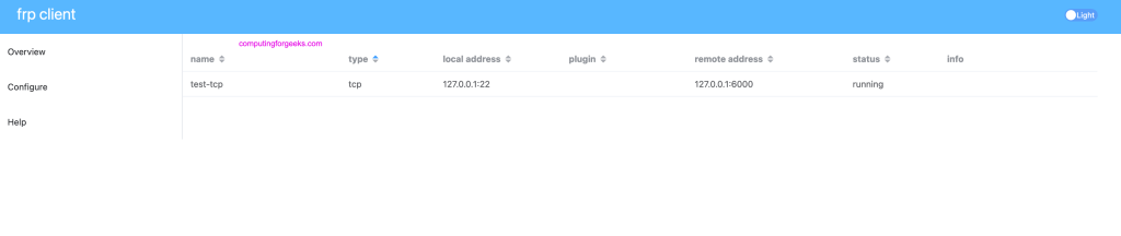 Expose Local Server behind NAT to Internet using FRP Proxy 3 frp client ui