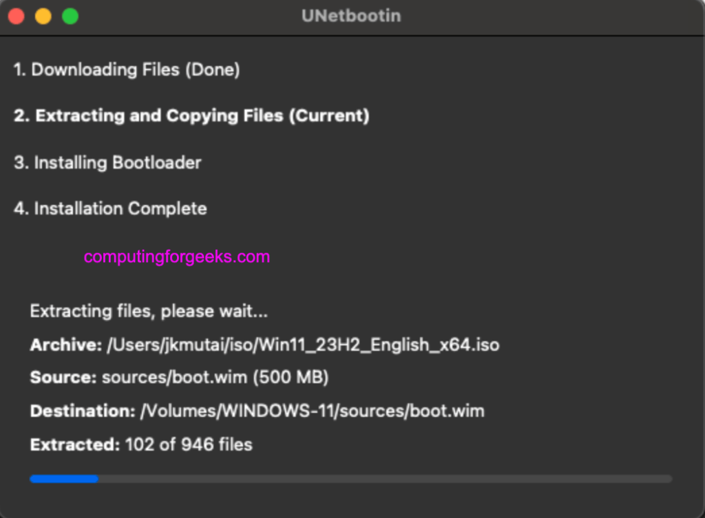 Create Bootable Windows 11 or 10 USB Disk on macOS 9 UNetbootin 03