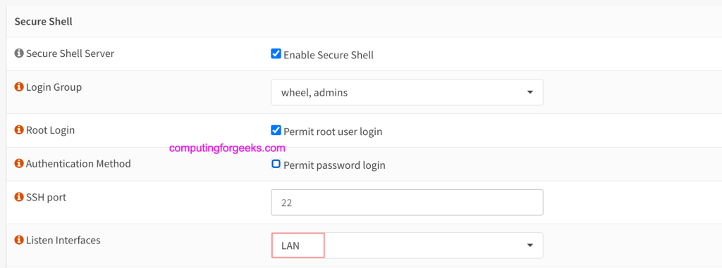 How To Enable and Start SSH Server on OPNsense 3 Enable SSH Server OPNsense 02