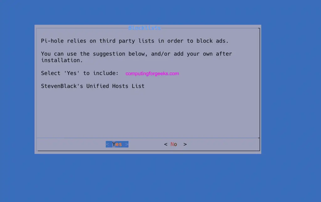 Install Pi-hole Network Ad Blocker on Debian 12/11/10 7 Pi hole debian 07
