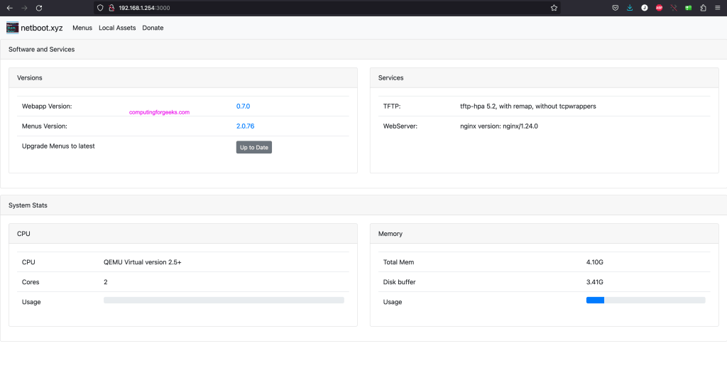 Setup iPXE Server on Ubuntu or Debian using netboot.xyz 1 netboot.xyz on docker web configurator