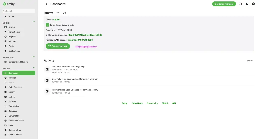 How To Run Emby Media Server in Docker Container 10 Emby Media Server 10