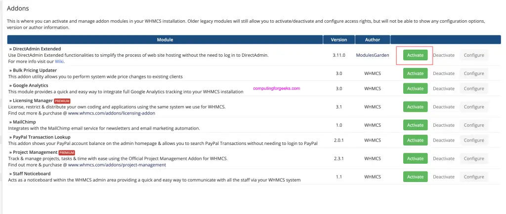 Install and Configure DirectAdmin Extended For WHMCS 6 DirectAdmin Extended For WHMCS 05
