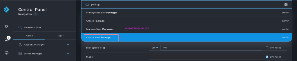 Install and Configure DirectAdmin Extended For WHMCS 18 Directadmin create package 02