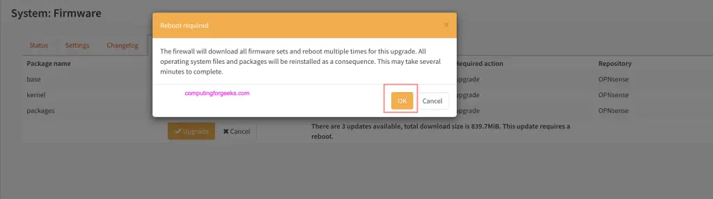 How To Update OPNsense From Web UI or Terminal Console 5 OPNsense Update 05