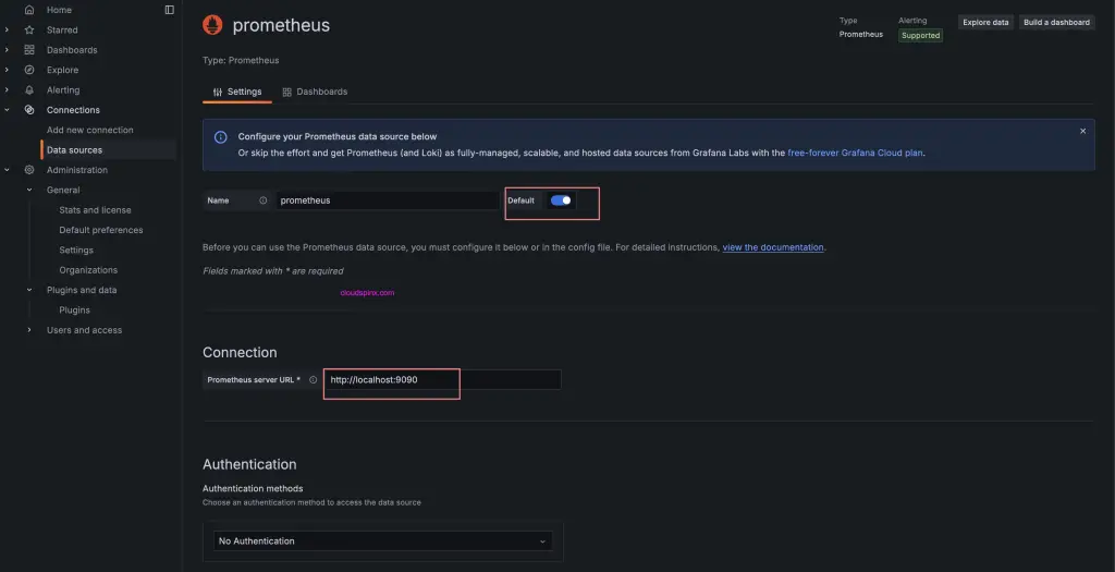Add Prometheus data source grafana 02