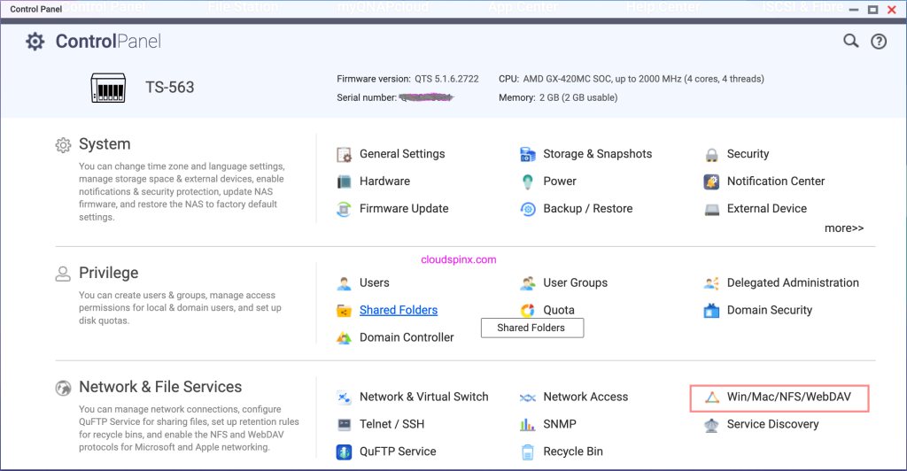 qnap cpanel configure 02