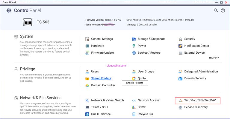 qnap cpanel configure 02