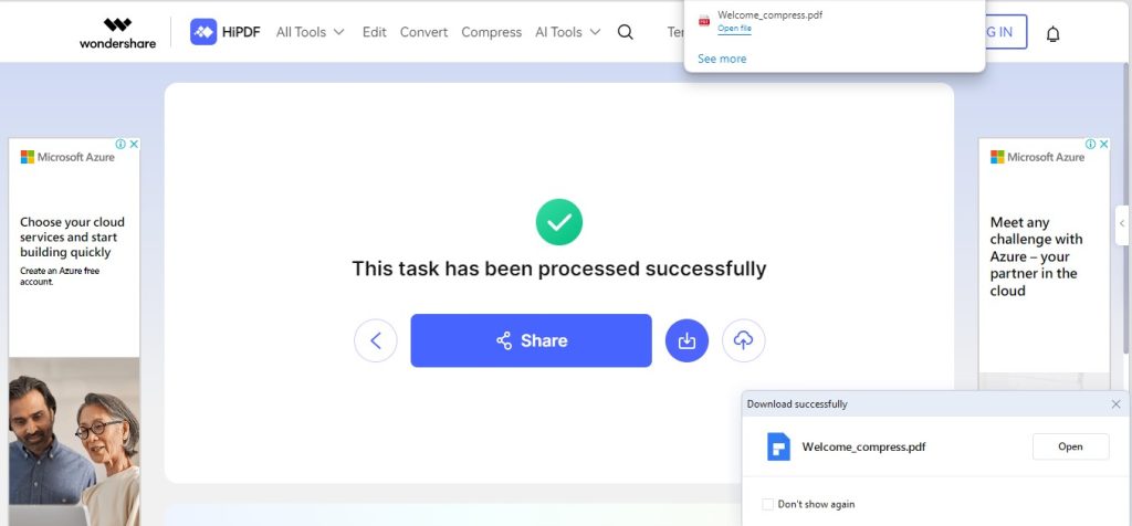 A Detailed Guide to Compress PDF Under 1 MB 4 hipdf pdf compression results
