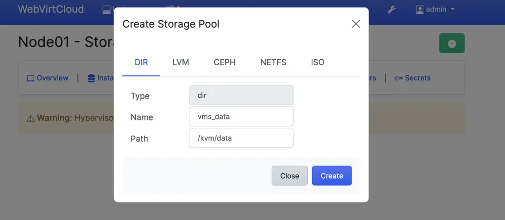 webvirtcloud add dir storage pool 03