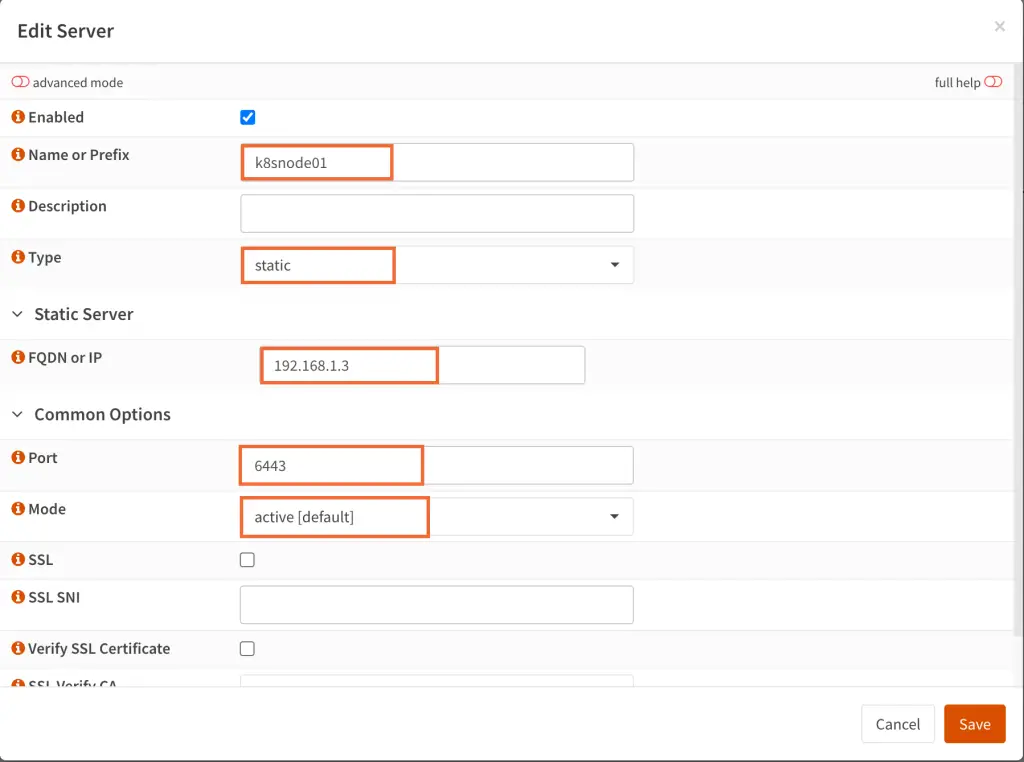 using OPNsense as load balancer for kubernetes api server on port 6443 04