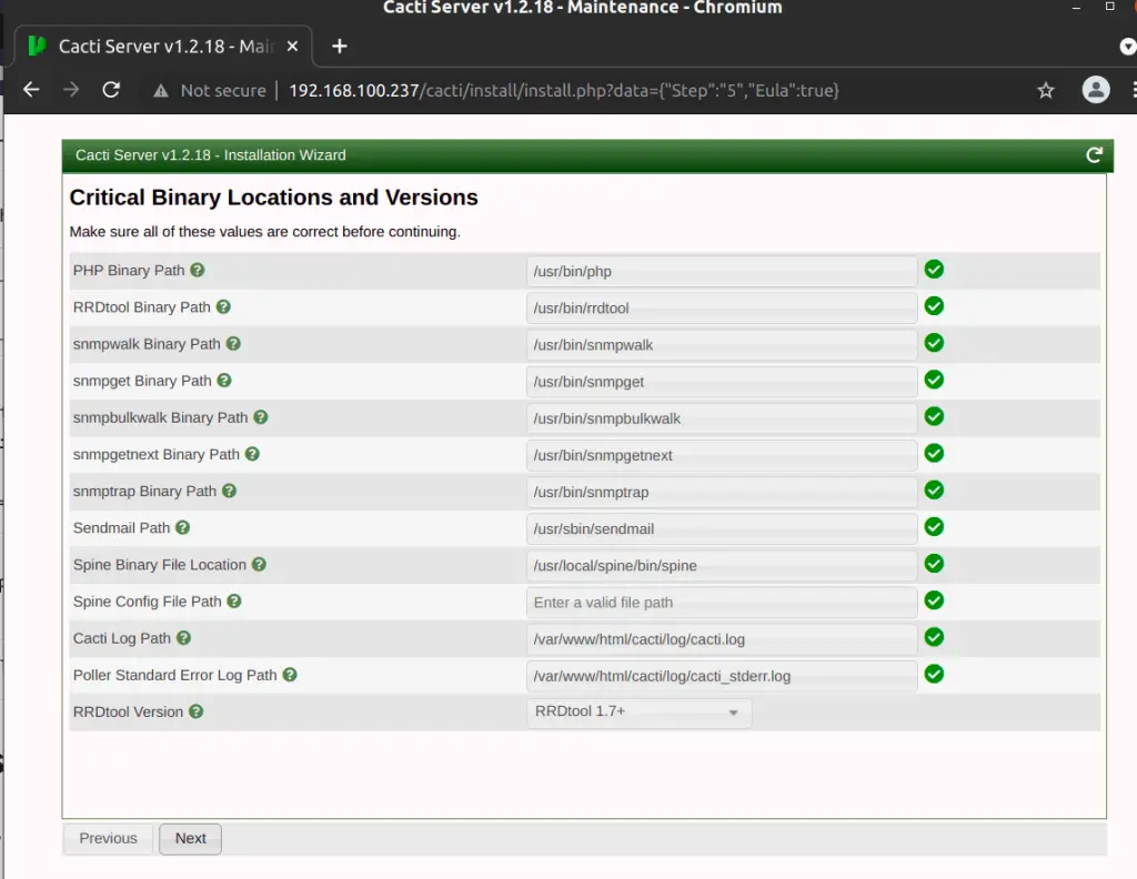 install cacti on rocky linux 8 binary locations and versions