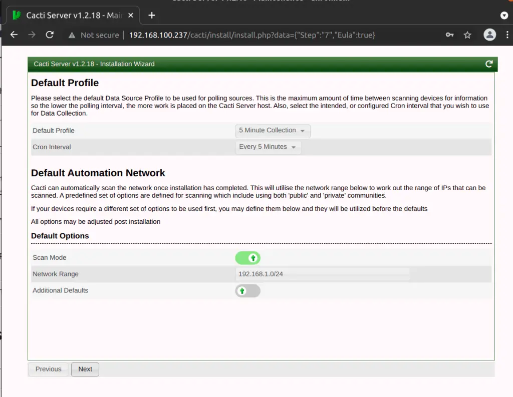 install cacti on rocky linux 8 choose default profile