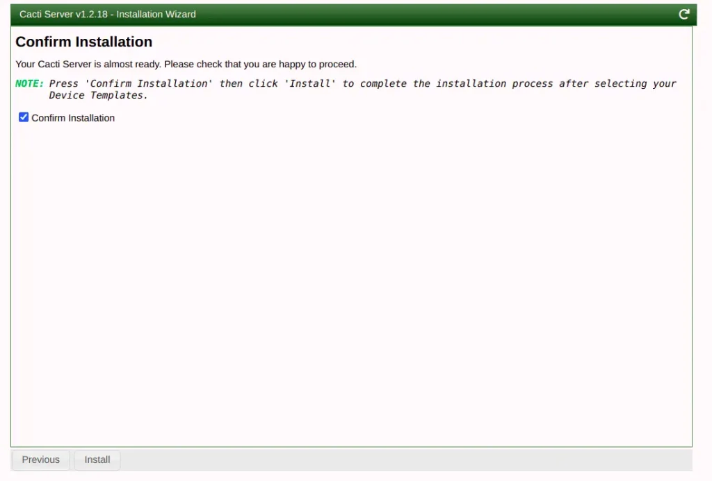 install cacti on rocky linux 8 confirm installation