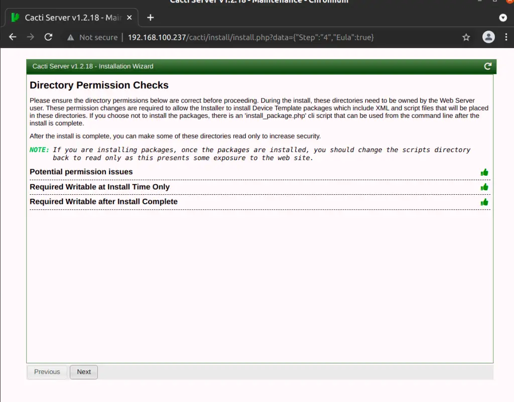 install cacti on rocky linux 8 directory permission checks