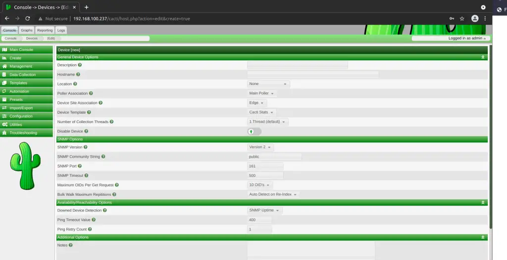 install cacti on rocky linux add device