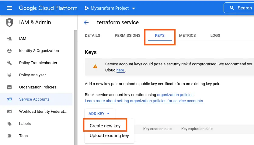 terraform gcp create new key 08