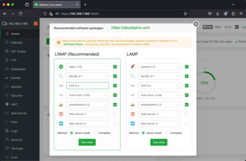 How To Install and Use aaPanel on Debian 02