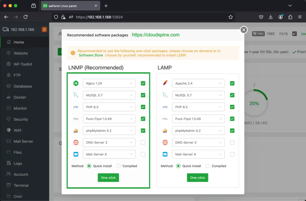 How To Install and Use aaPanel on Debian 03