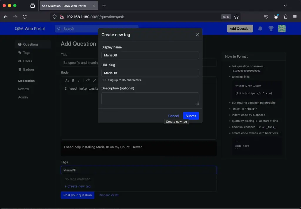How To Setup QA web portal using Answer 09