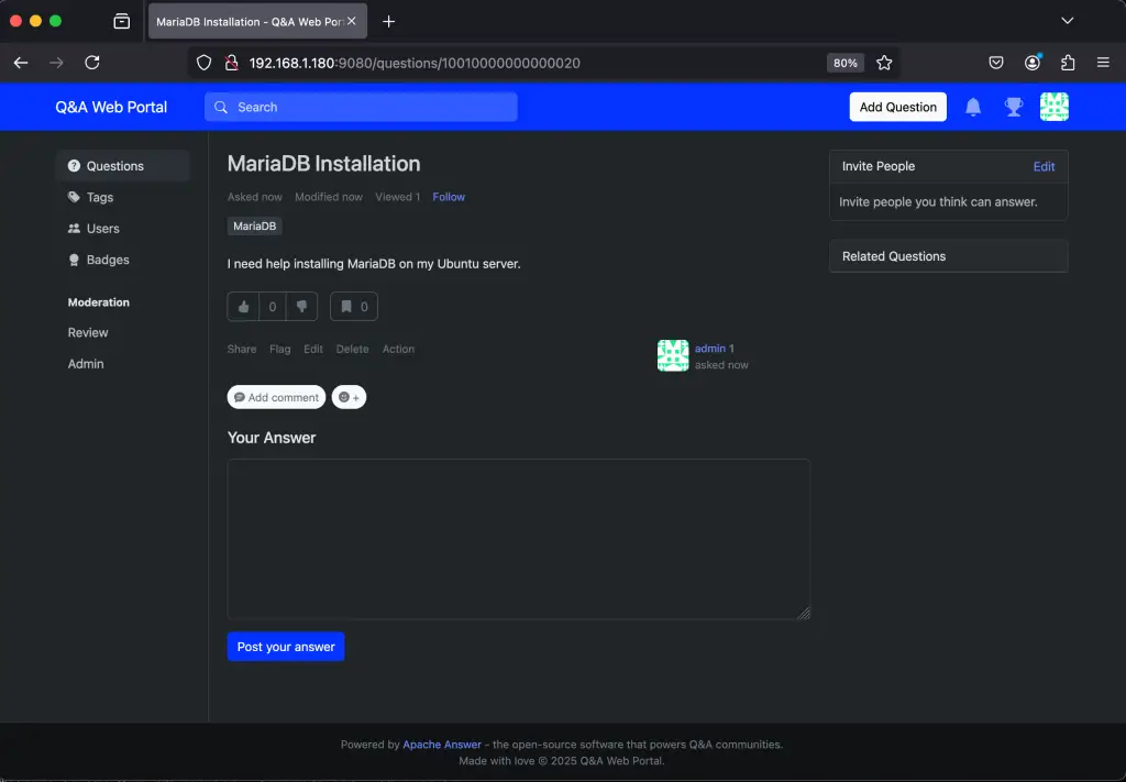 How To Setup QA web portal using Answer 10