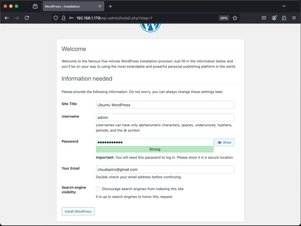 Install WordPress with Apache and Lets Encrypt on Ubuntu 02