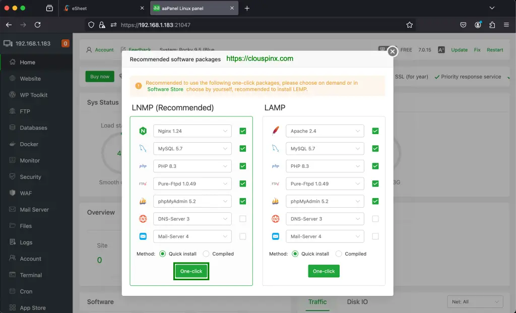 Install and Use aaPanel on Rocky Linux AlmaLinux 02
