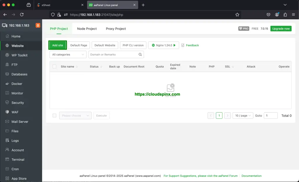 Install and Use aaPanel on Rocky Linux AlmaLinux 05