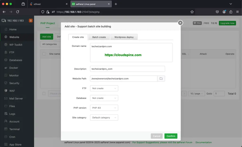Install and Use aaPanel on Rocky Linux AlmaLinux 06